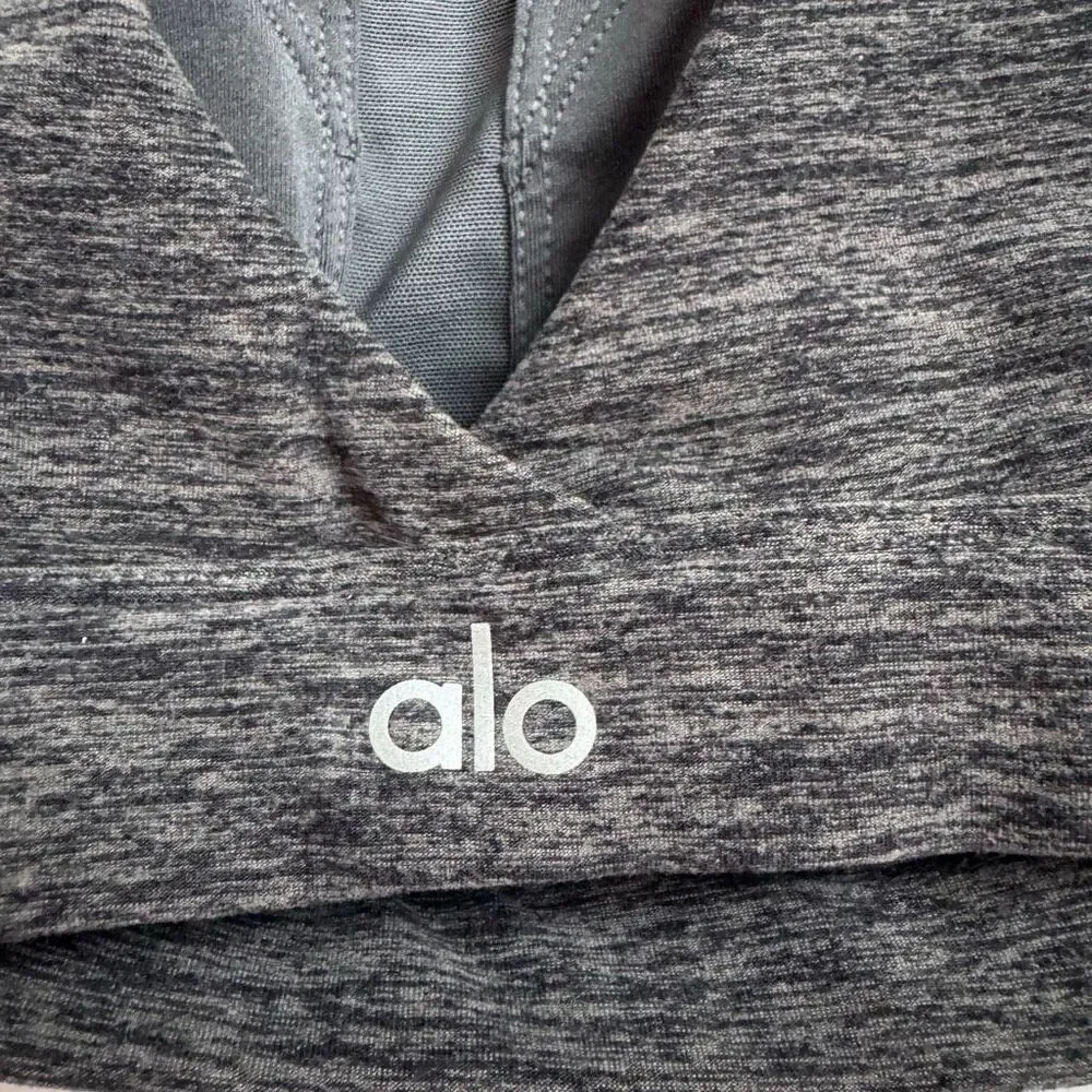 Alo Yoga Sports Bra Size Small Gray Heather Lotus Halter Stretch Comfort Alosoft